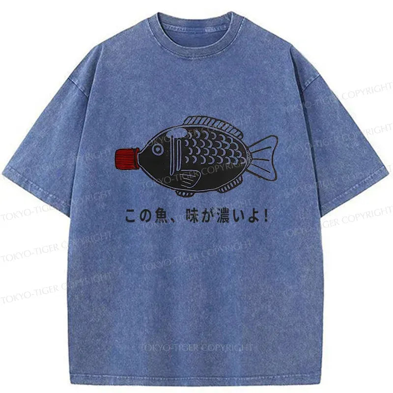 Kyoto-Lion Fish-shaped Soy Sauce Bottle Washed T-Shirt