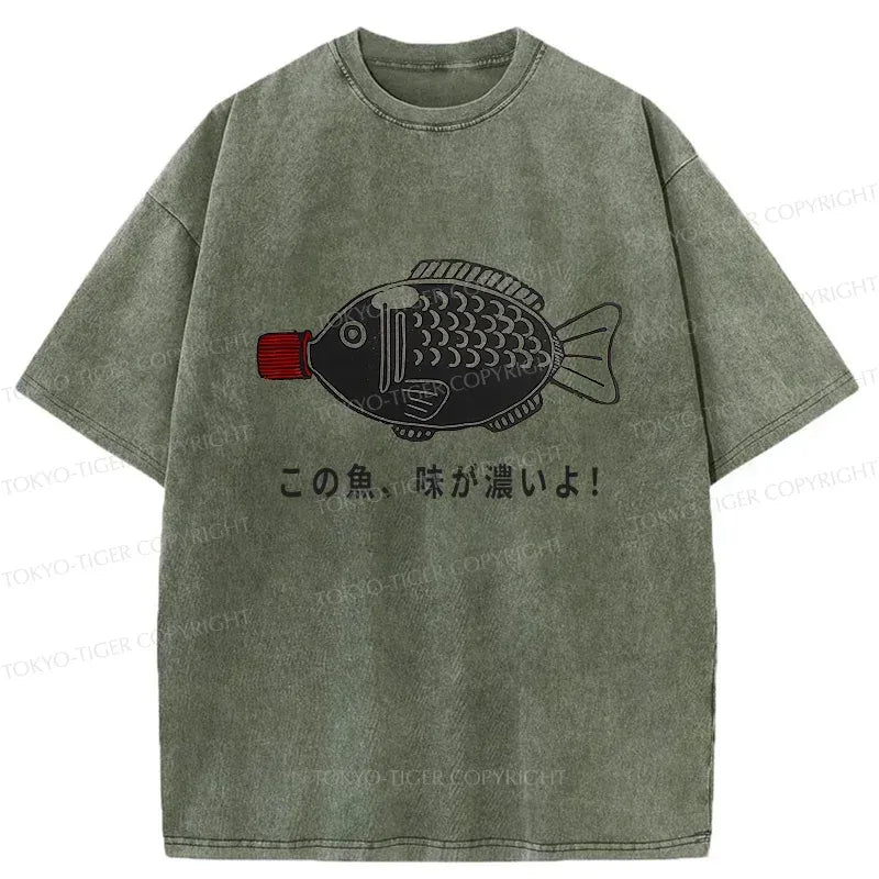 Kyoto-Lion Fish-shaped Soy Sauce Bottle Washed T-Shirt
