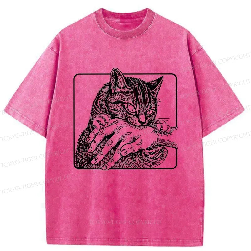 Vicious Cat Washed T-Shirt for Daily Wear