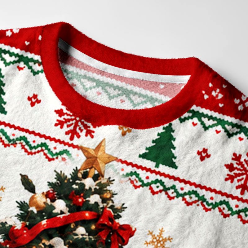 Kyoto-Lion Skeleton Santa Chill Fuzzy Christmas Ugly Sweatshirt