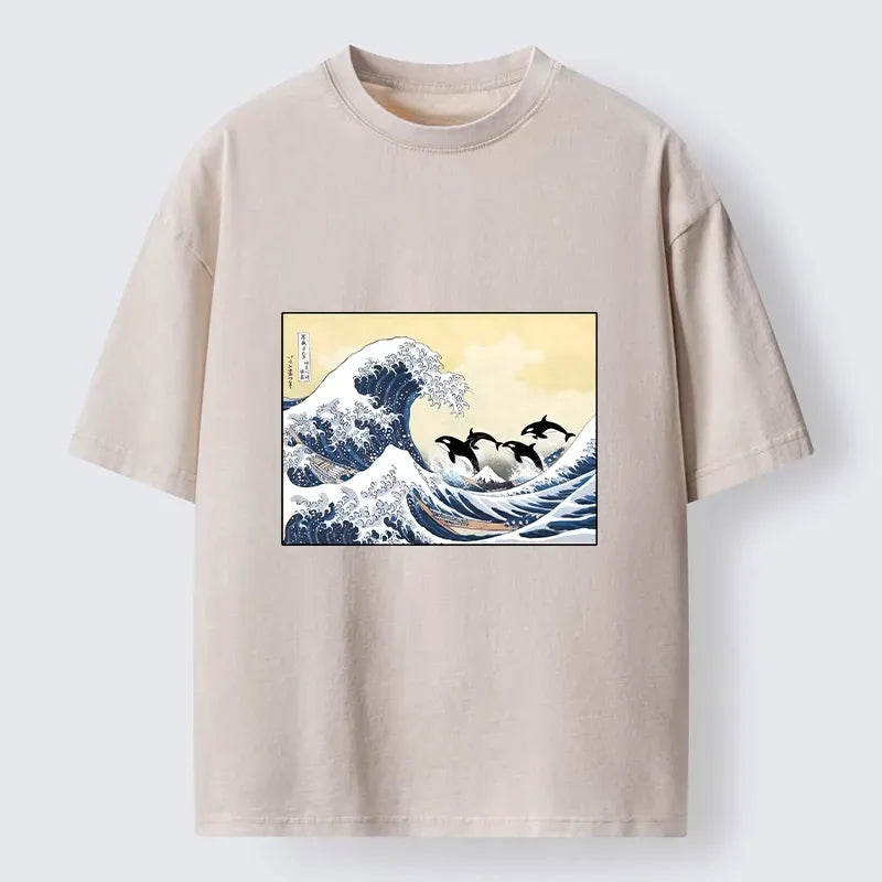 Kyoto-Lion Funny Orca Meme Art Print Washed T-Shirt