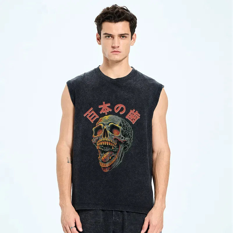 terrifying skull tank top on sale