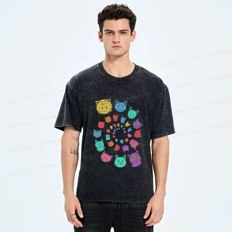 Japanese Psychedelic Cat T-Shirt for Streetwear