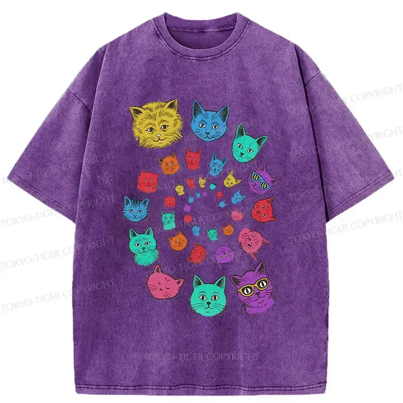 Japanese Psychedelic Cat T-Shirt for Streetwear