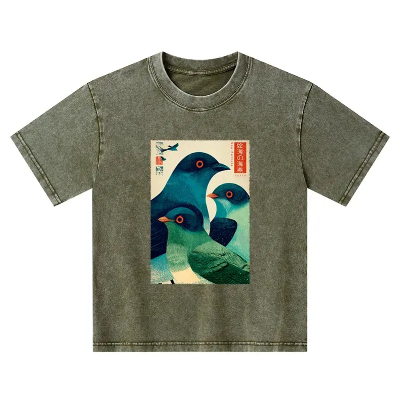 Kyoto-Lion Petrels Of The Painted Sea Kids Washed T-Shirt