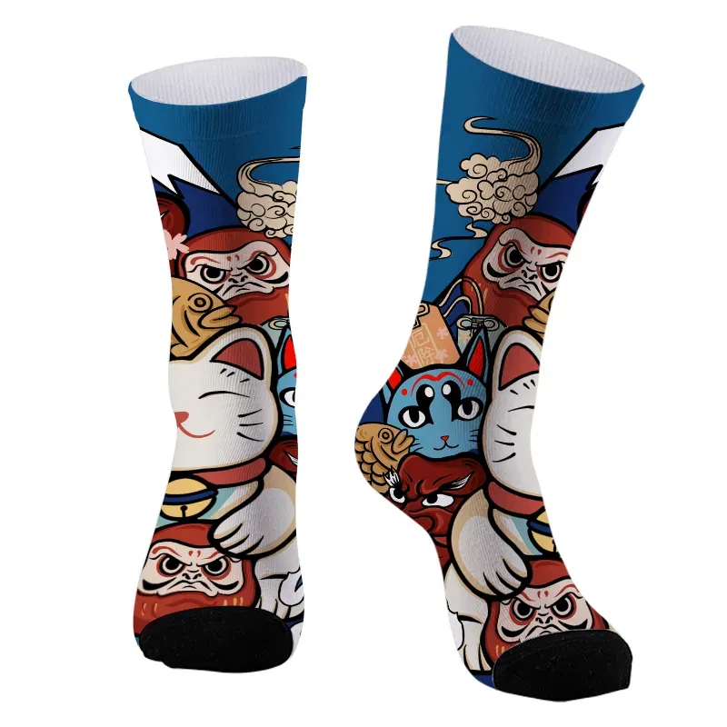 Kyoto-Lion Traditional Japanese Elements Blue Socks
