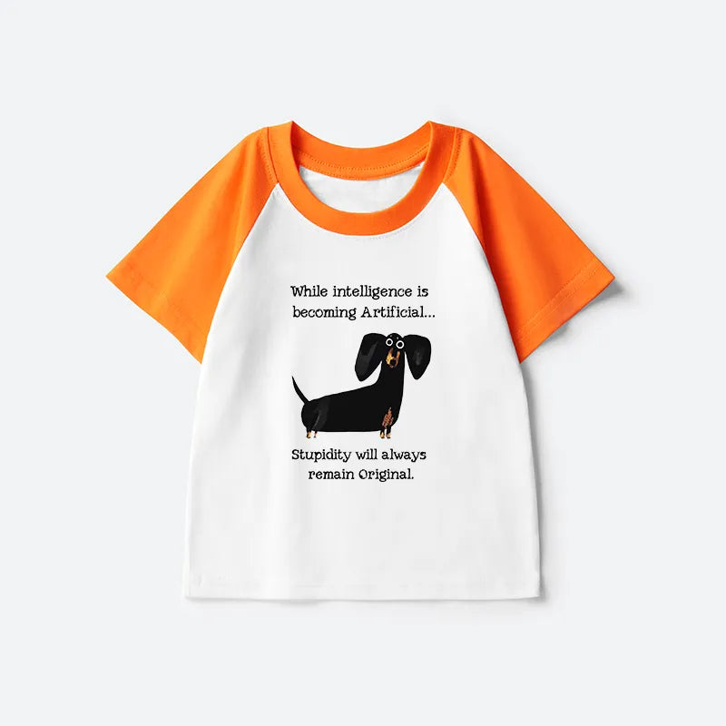 Kyoto-Lion Dachshund Real Humor Funny Meme Kids Raglan T-shirt