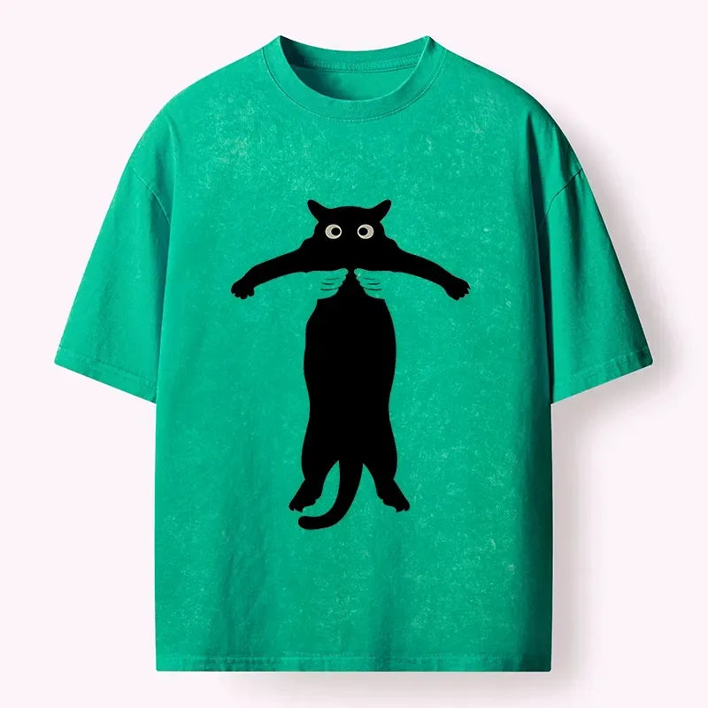 Vintage Black Cat T-Shirt for Streetwear