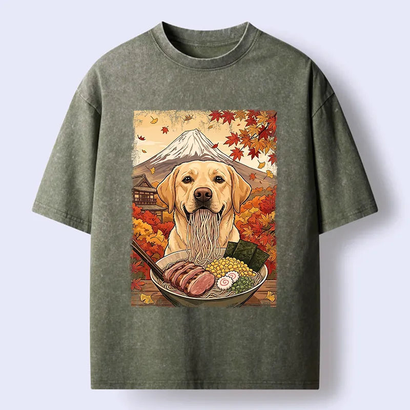 Kyoto-Lion Ramen Dog Feast Washed T-Shirt