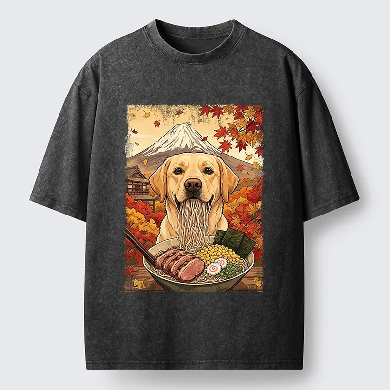 Kyoto-Lion Ramen Dog Feast Washed T-Shirt