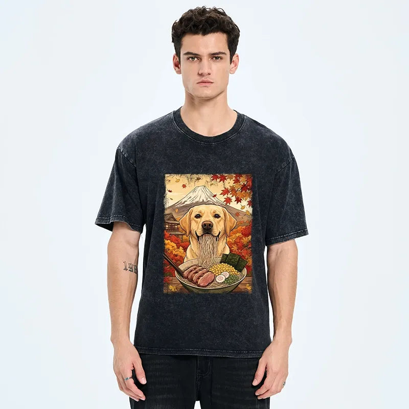 Kyoto-Lion Ramen Dog Feast Washed T-Shirt