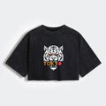 Kyoto-Lion Logo Women's Washed Crop T-Shirt