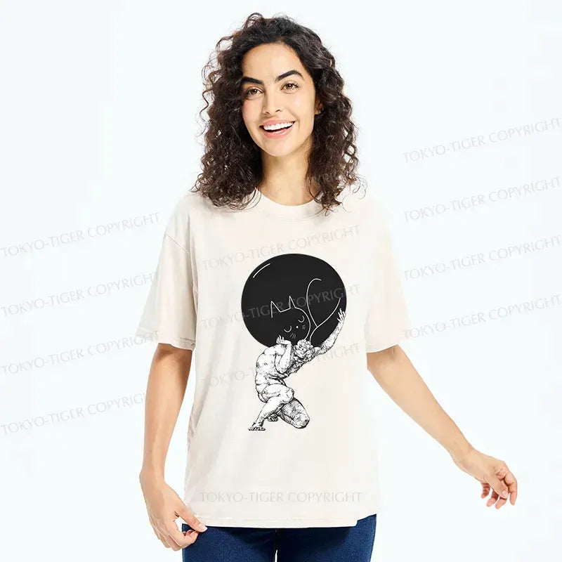 Vintage Kyoto Lion Cat T-Shirt for Casual Wear