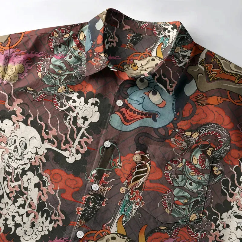 Oni Mask Shirt for Streetwear