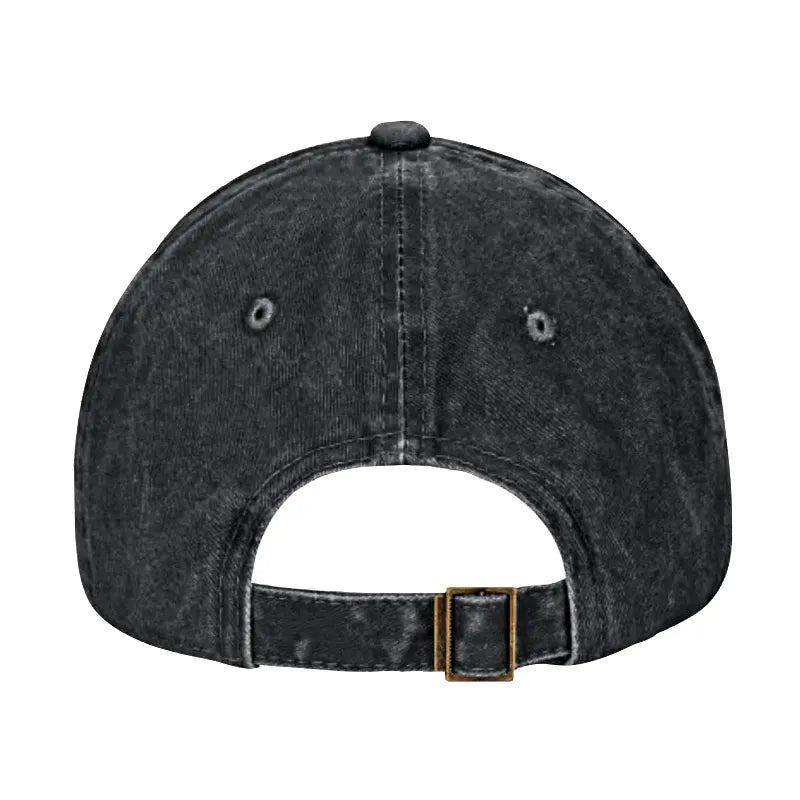 Kyoto-Lion Shiny Blue Flower Warm Golden Background Washed Cap