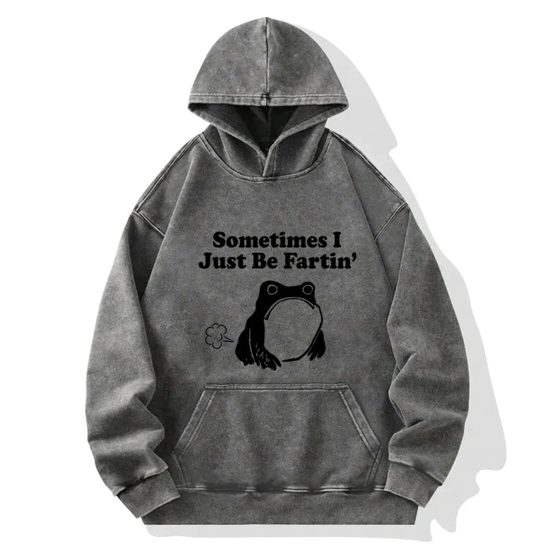 Kyoto-Lion Farting Frog Japanese Washed Hoodie