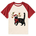Japanese vintage black cat raglan tee