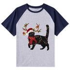 Japanese vintage black cat raglan tee