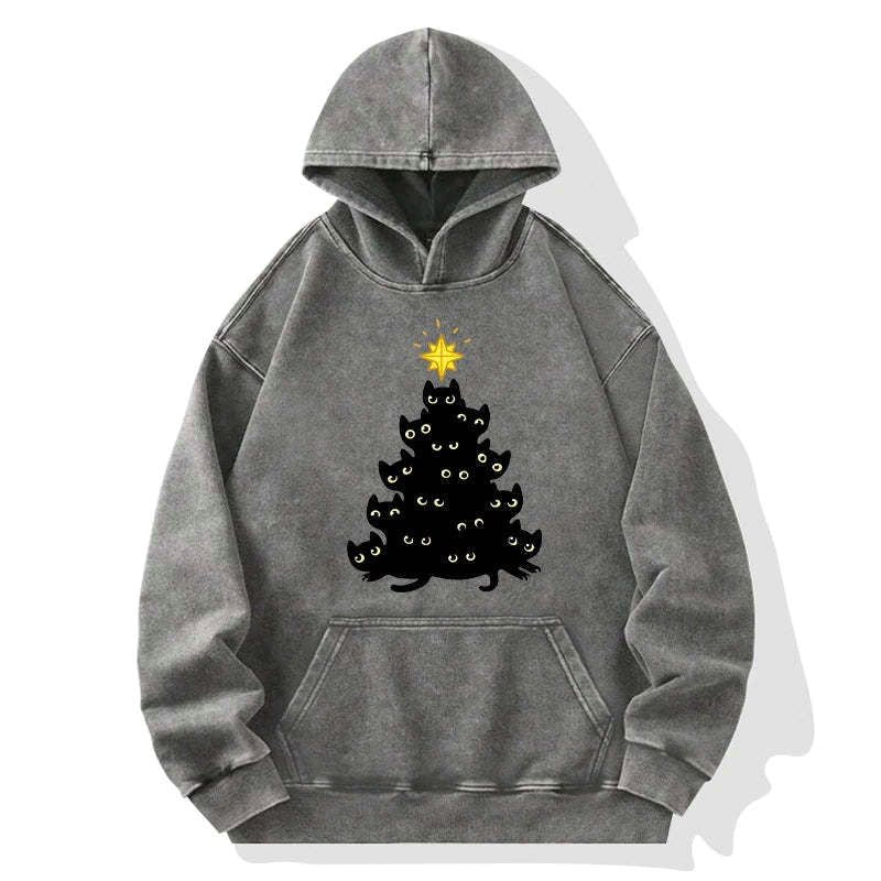 Japanese black cat christmas hoodie