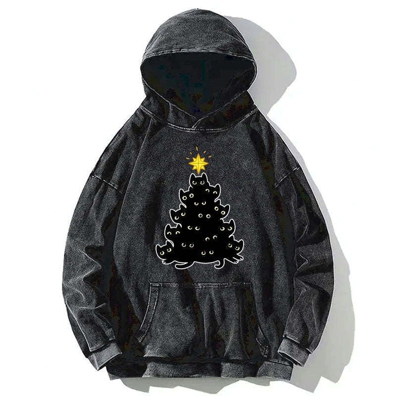 Japanese black cat christmas hoodie