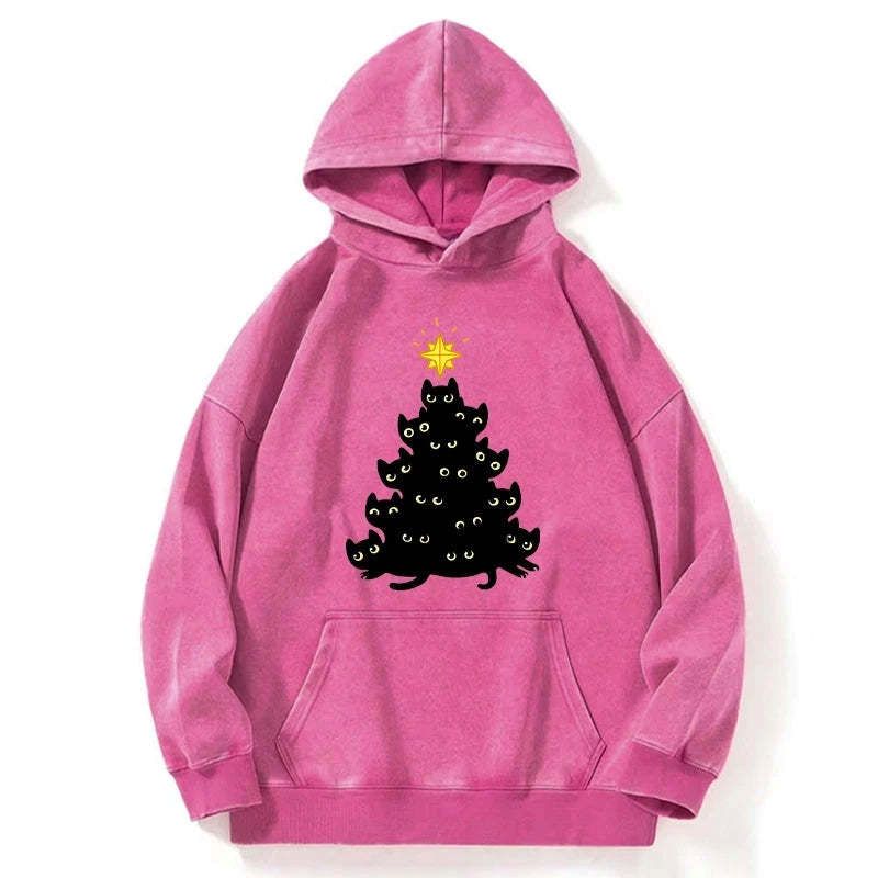 Japanese black cat christmas hoodie