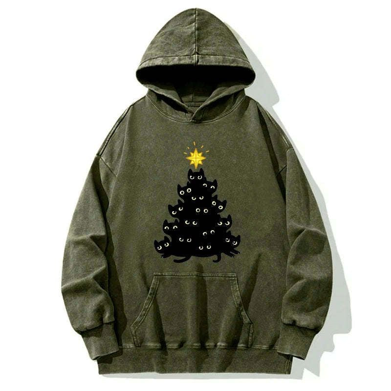 Japanese black cat christmas hoodie