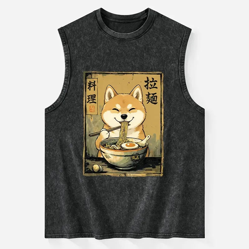 Kyoto-Lion Happy Shiba Eating Ramen Washed Tank
