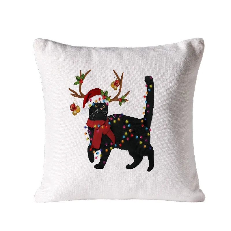 Kyoto-Lion Christmas Black Cat Cushion Pillow