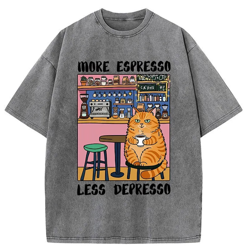 Japanese vintage cat espresso t-shirt gift idea