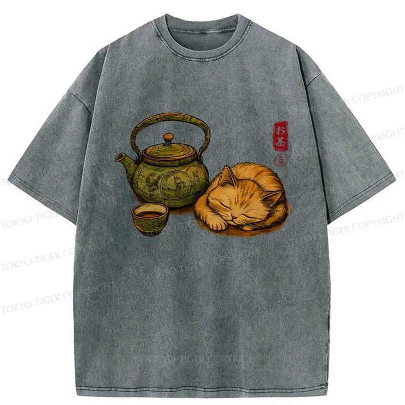 Japanese tea ceremony cat t-shirt