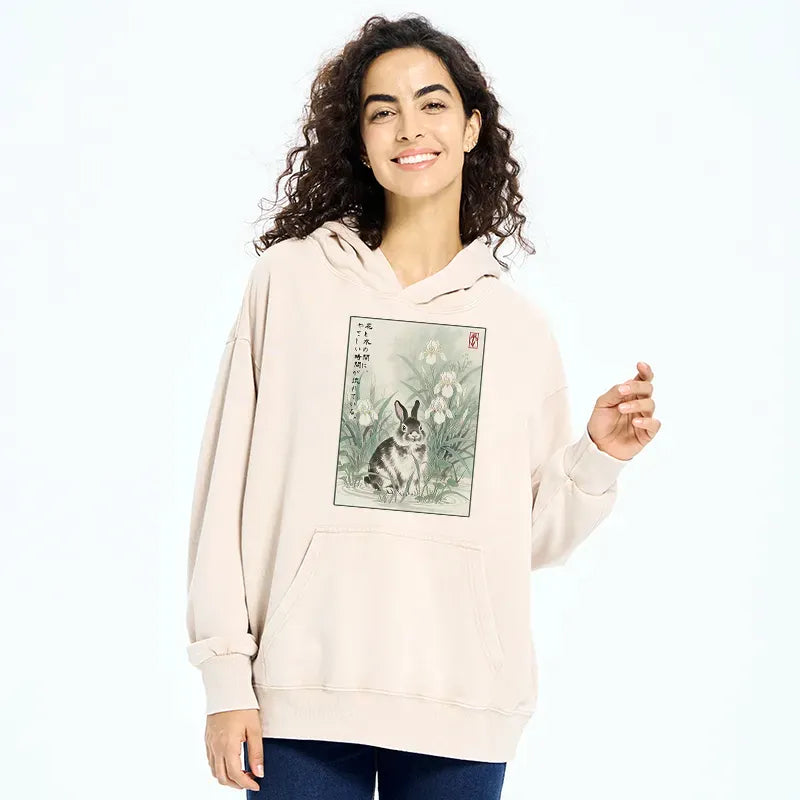 Japanese iris washed hoodie for daily wear