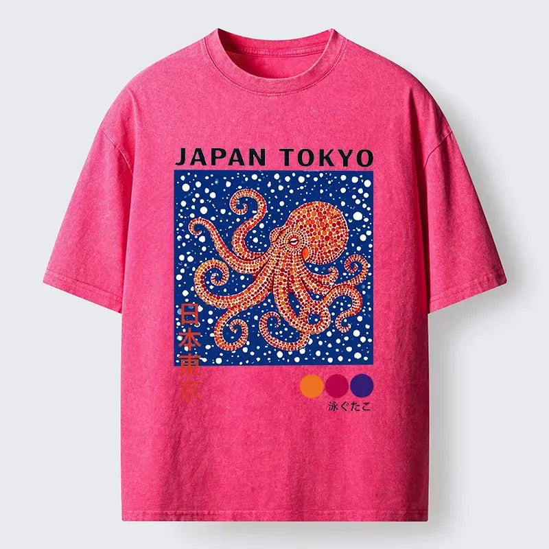 Washed Cotton Octopus T-Shirt Gift Idea