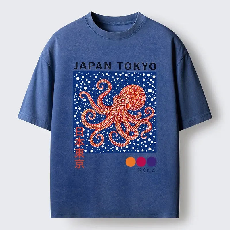 Washed Cotton Octopus T-Shirt Gift Idea