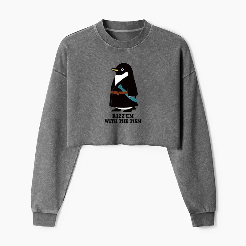 Japanese Washed Crop Sweatshirt for Women