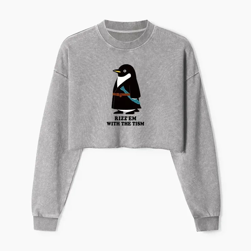 Japanese Washed Crop Sweatshirt for Women