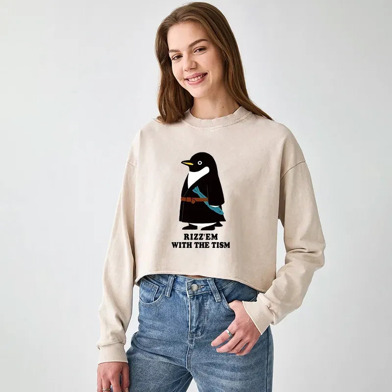 Japanese Washed Crop Sweatshirt for Women