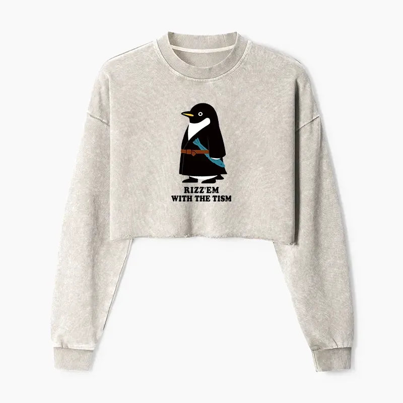 Japanese Washed Crop Sweatshirt for Women