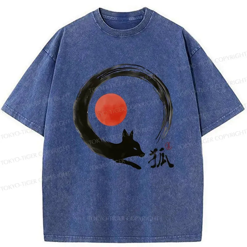 Kyoto-Lion Retro Fox Enso Washed T-Shirt