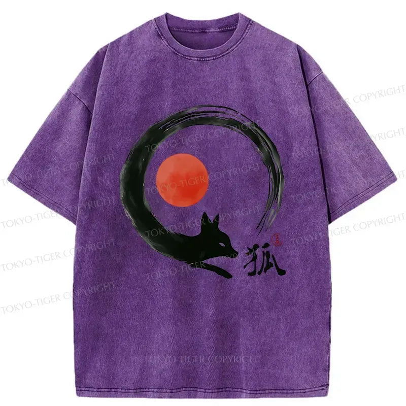 Kyoto-Lion Retro Fox Enso Washed T-Shirt