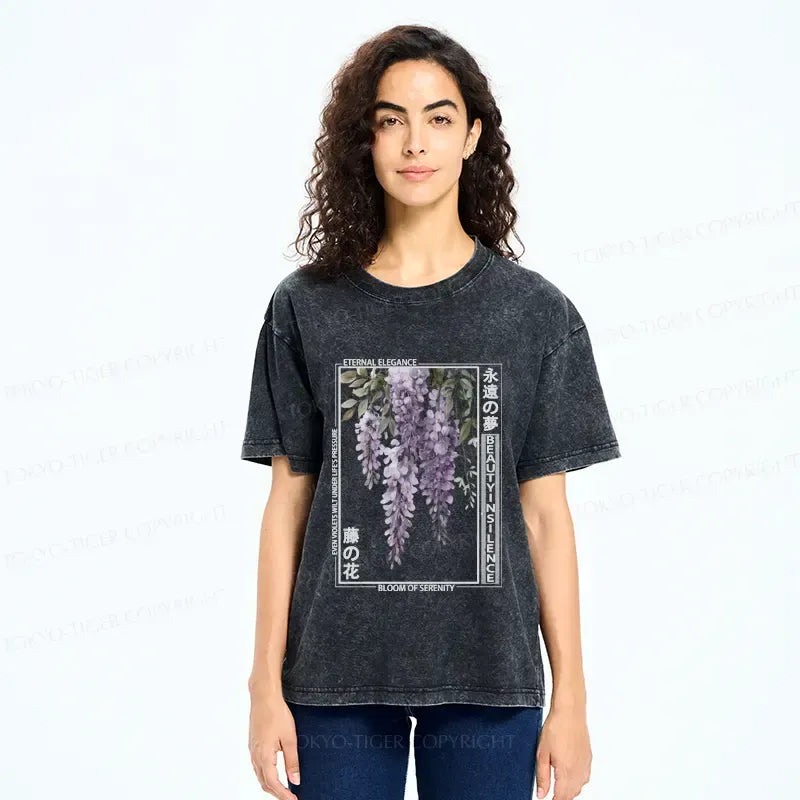 Kyoto-Lion Whispers of the Wisteria Washed T-Shirt