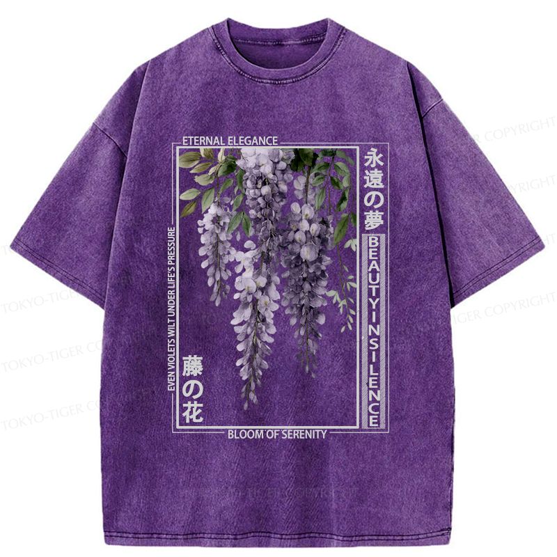 Kyoto-Lion Whispers of the Wisteria Washed T-Shirt