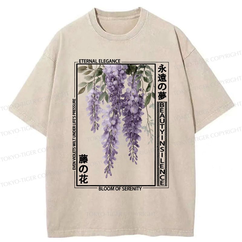 Japanese Wisteria Washed T-Shirt for Summer