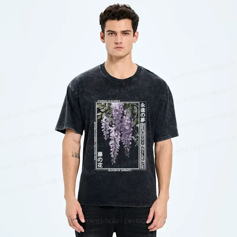 Kyoto-Lion Whispers of the Wisteria Washed T-Shirt