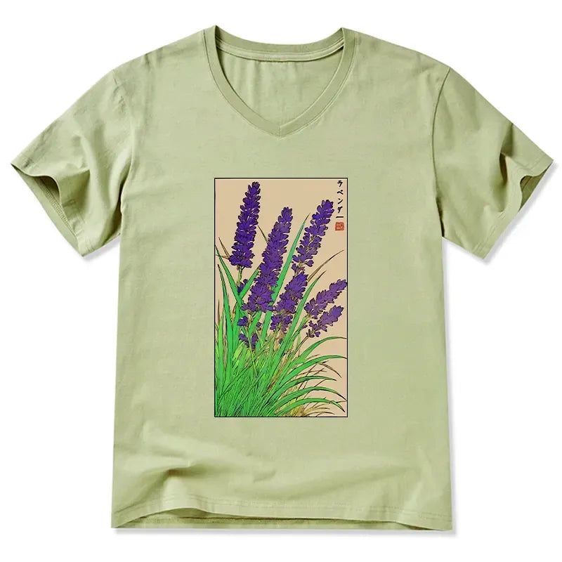 Japanese V-Neck T-Shirt for Daily Wear