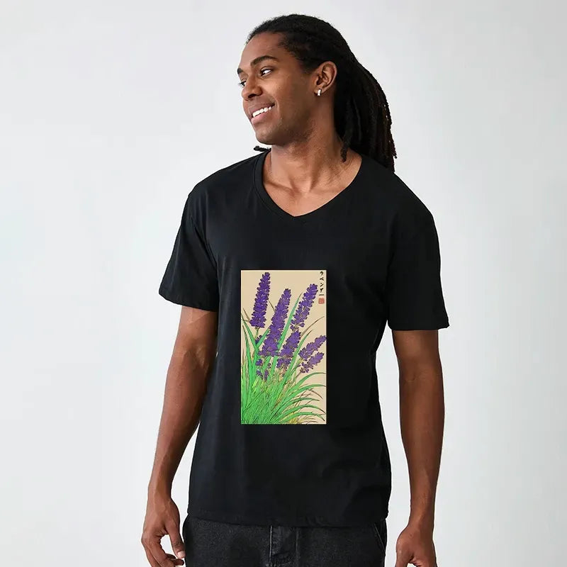 Japanese V-Neck T-Shirt for Daily Wear