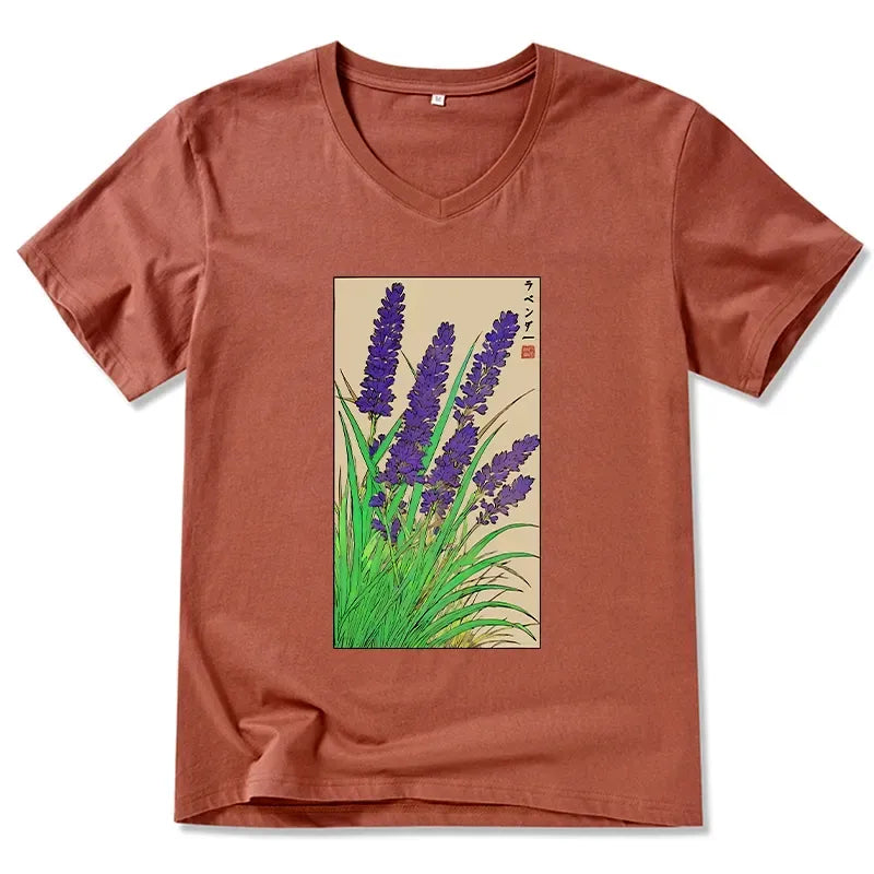 Japanese V-Neck T-Shirt for Daily Wear