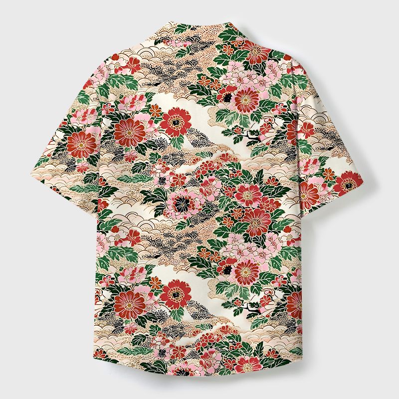 Japanese Floral Cuban Collar Shirt
