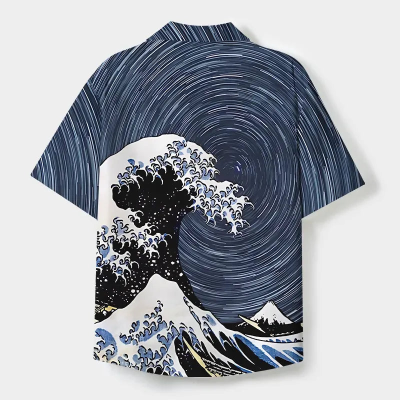 Vintage Ukiyo-e Cuban Collar Shirt