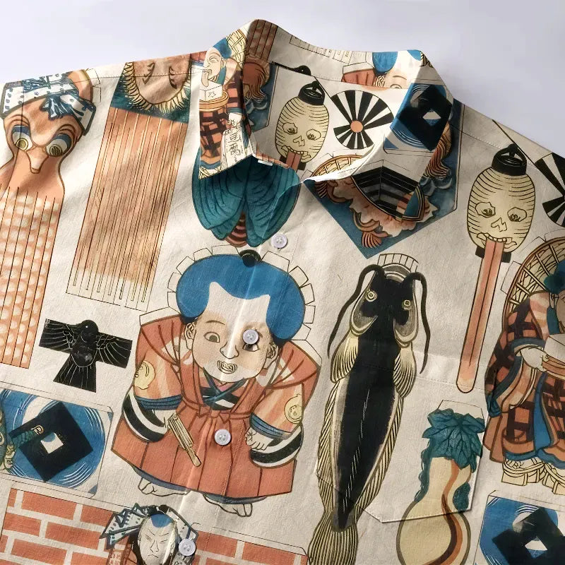 Japanese cultural kaleidoscope shirt with free shipping