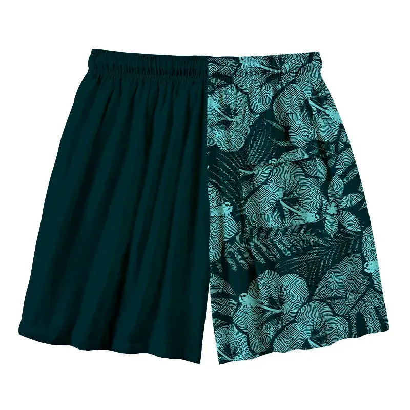 Kyoto-Lion Tropical Ripple Flowers Aloha Mens Swim Trunks